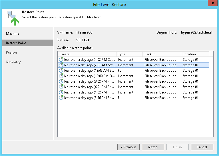 Restoring VM Guest OS Files (FAT, NTFS, ReFS)