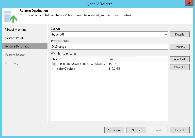 Restoring VM Files