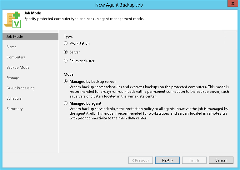 Creating Veeam Agent Backup Job