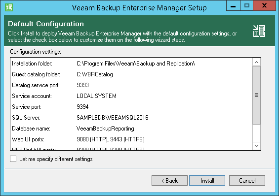Installing Veeam Backup Enterprise Manager
