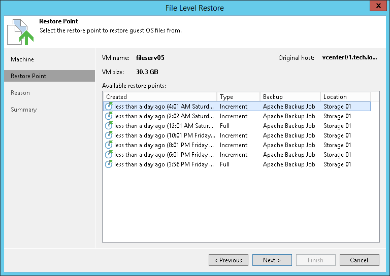 Restoring VM Guest OS Files (FAT, NTFS, ReFS)