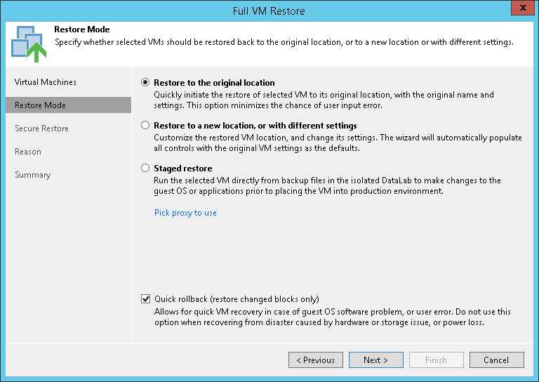 Restoring Entire VM