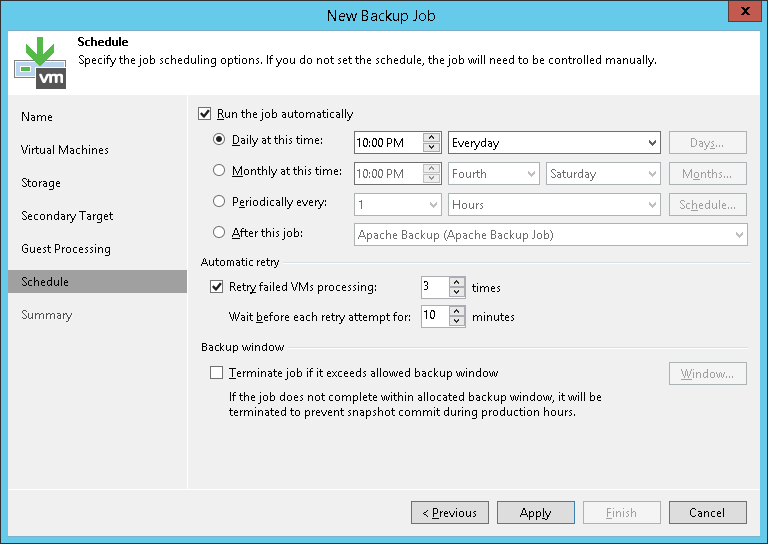 Creating Backup Job