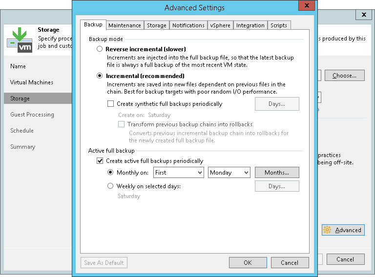 Creating Backup Job