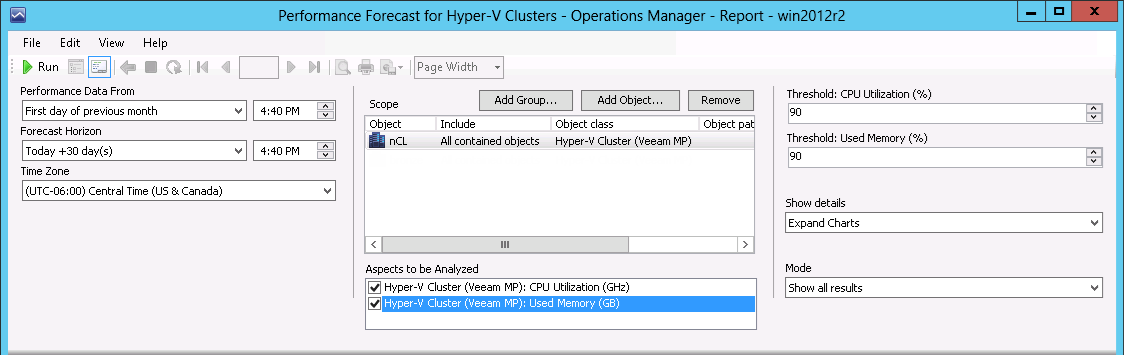 Define Resource to be Analyzed