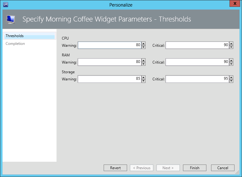 Customizing Morning Coffee Widget
