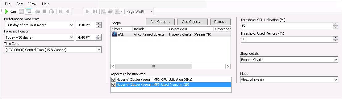 Define Resource to be Analyzed