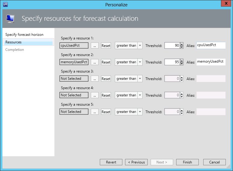 Personalizing Capacity Planning Widget