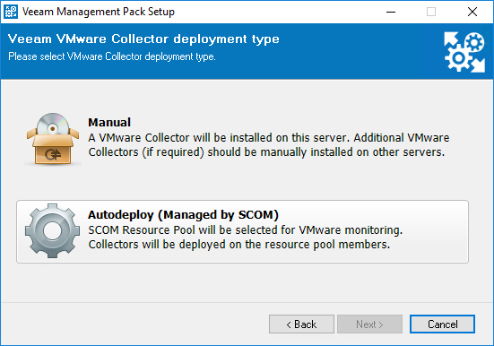 Veeam MP Installation Deployment Type