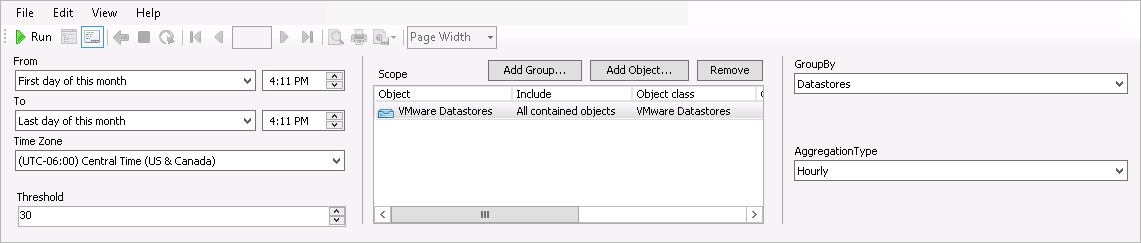 Storage Performance Profile Analysis Report Settings