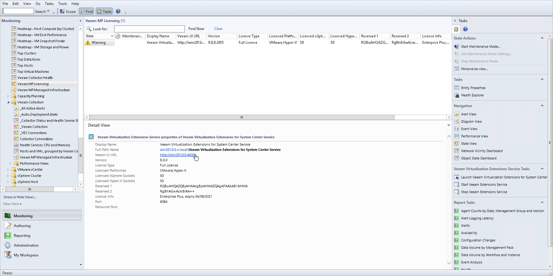 Veeam MP Licensing view