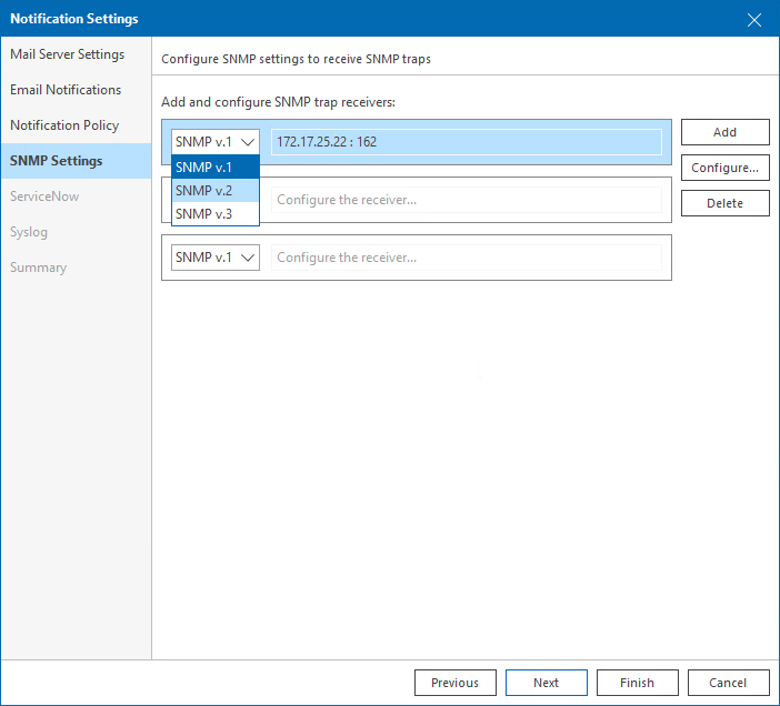 Choose SNMP Version Step 4. Configure SNMP Settings