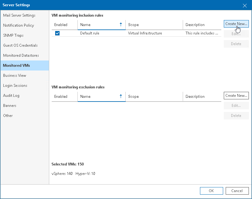 Launch Monitoring Rule Wizard Choosing VMs and VM Containers to Monitor and Report On