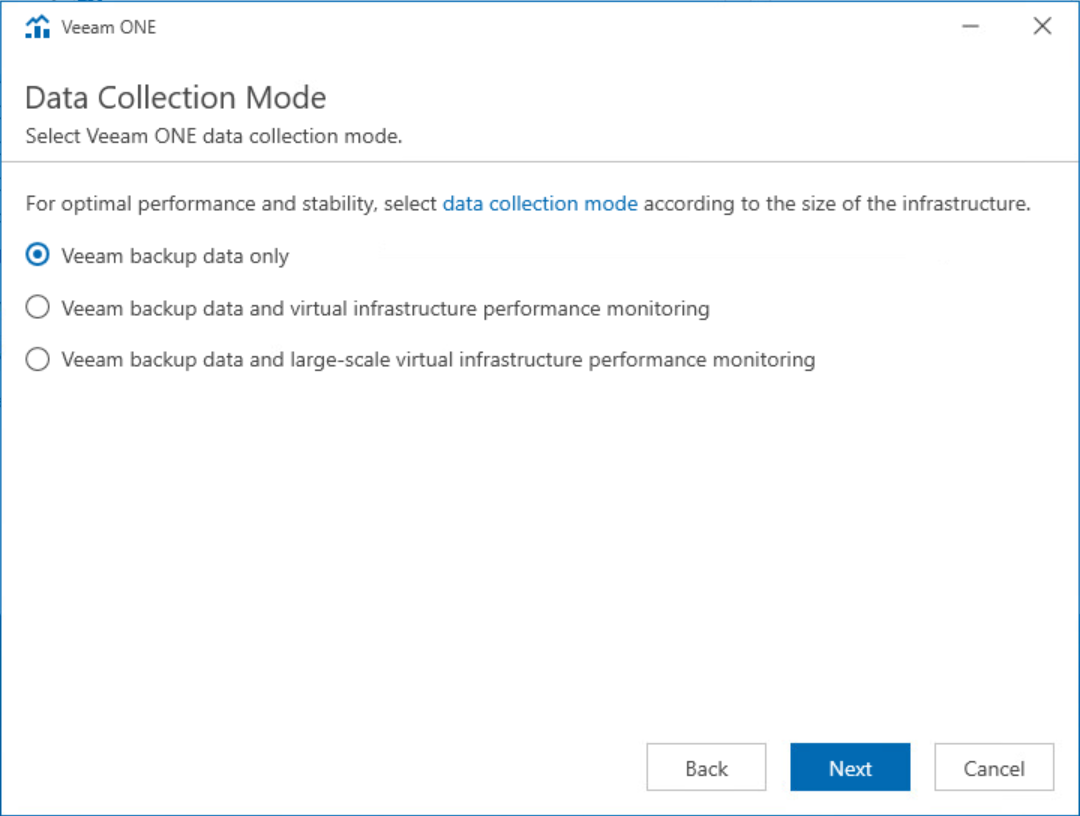 Veeam ONE Choose Data Collection Mode