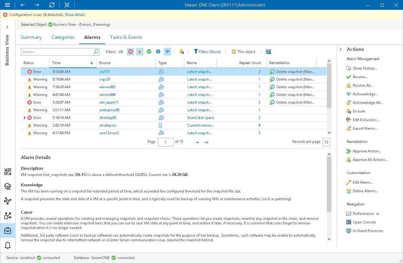 Business View Alarms