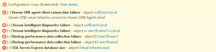 Configuration Issues Pane
