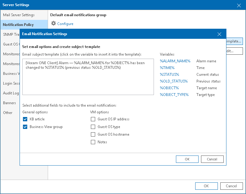 Configure Email Subject and Body