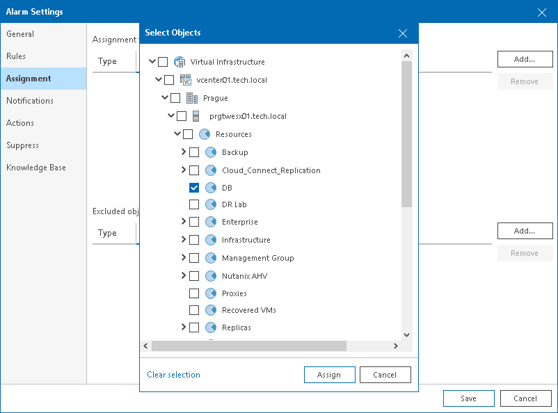 Specify Alarm Assignment