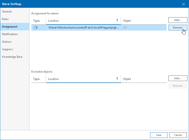 Specifying Alarm Assignment