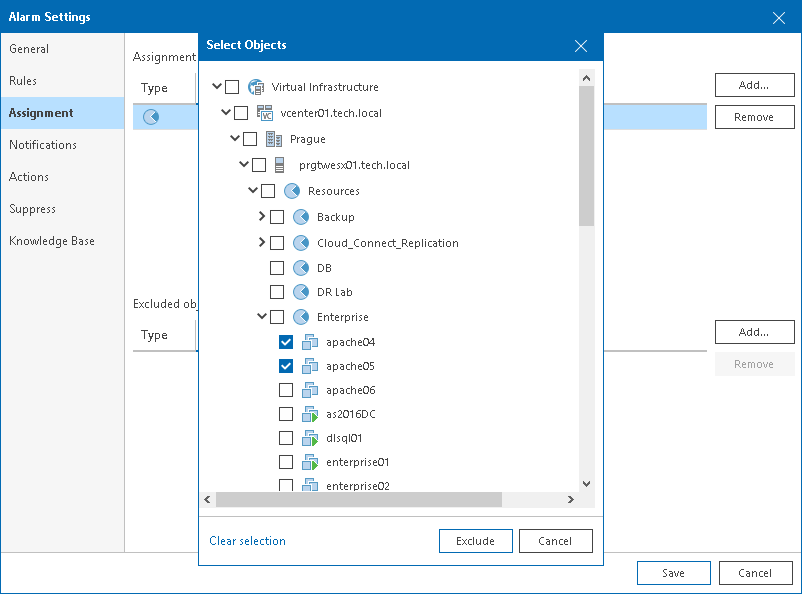 Specify Alarm Assignment