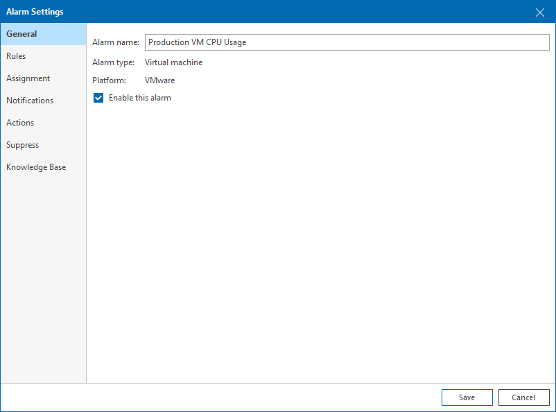 Specify General Alarm Settings