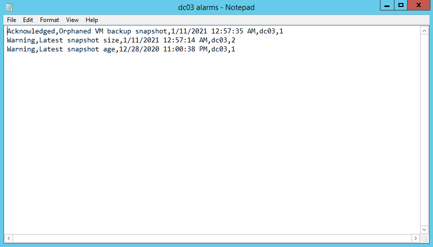 Export Triggered Alarms