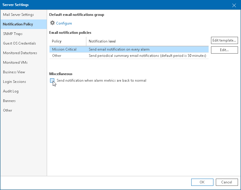 Disable Notifications on Resolved Alarms