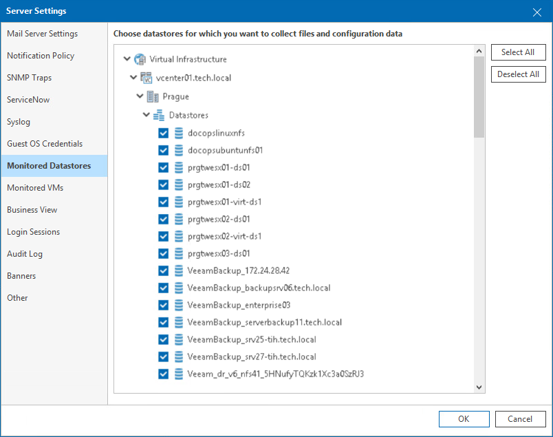 Excluding Datastores from Monitoring