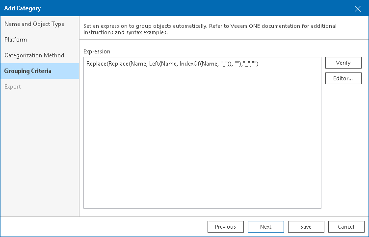 Create Grouping Expression