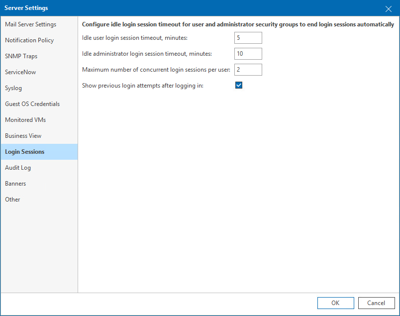 Configure Login Sessions Settings