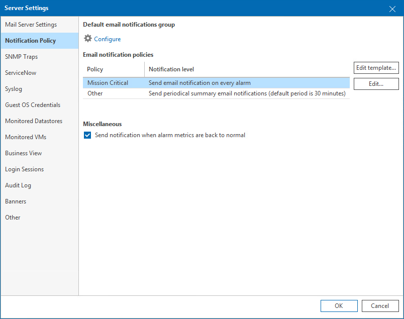 Notification Policy Settings