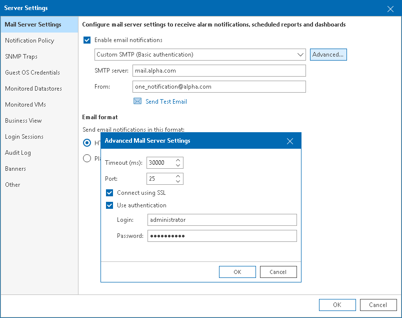 Configure SMTP Server Settings