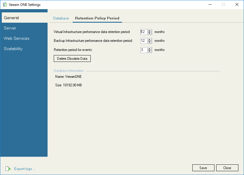 Retention Policy Period Settings