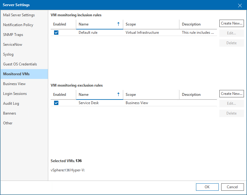 Excluding Datastores from Monitoring