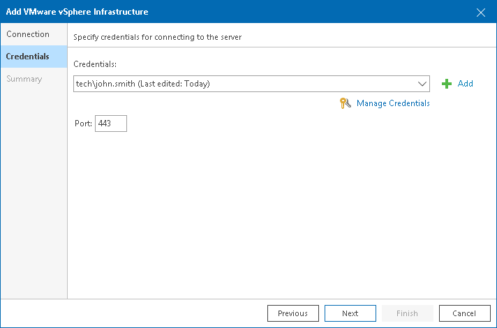 Connecting VMware vSphere Servers