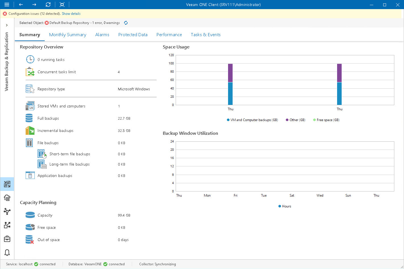 Repository Disk Capacity