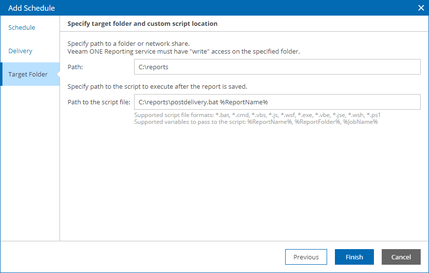 Configure Report Schedule
