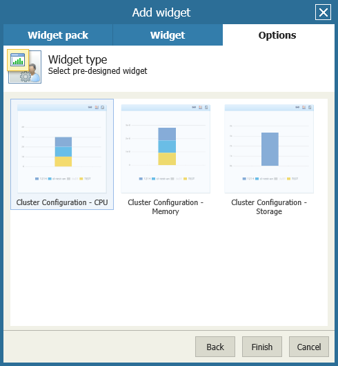 Adding VMware Widgets from Report Packs