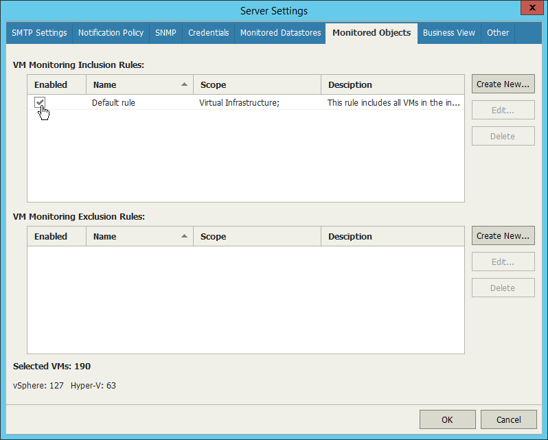 Choosing VMs and VM Containers to Monitor and Report On