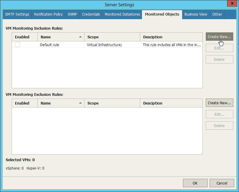 Choosing VMs and VM Containers to Monitor and Report On