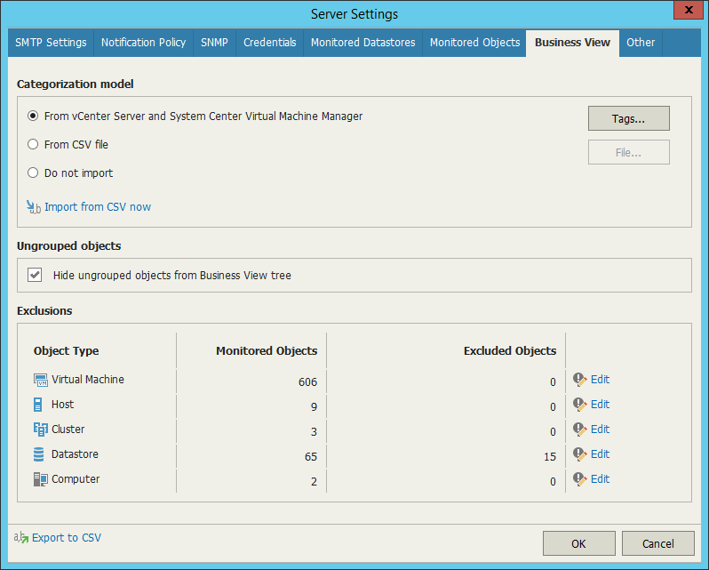 Importing Categorization Model from vCenter Server and System Center Virtual Machine Manager