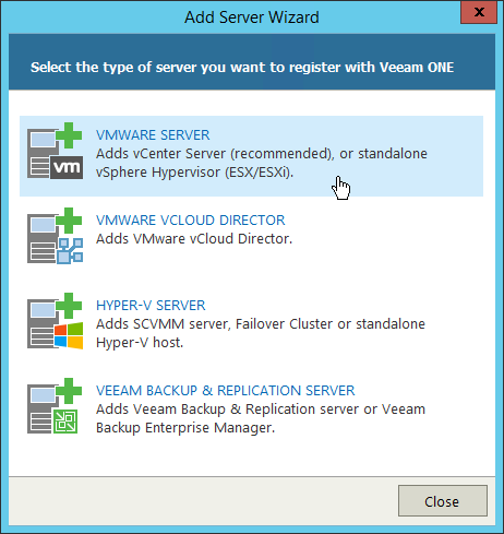 Connecting VMware vSphere Servers