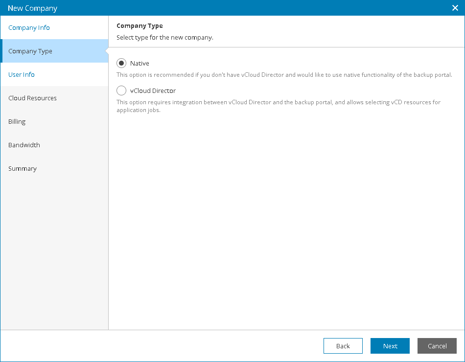 Select tenant type