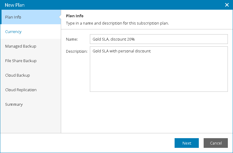 Specify Plan Name and Description