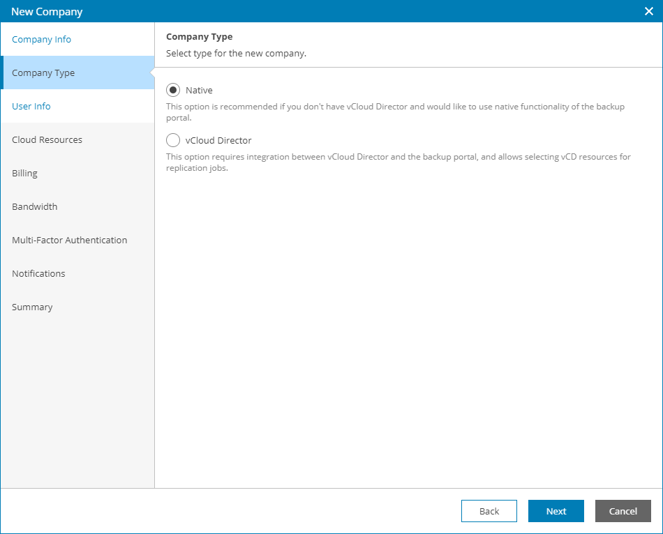 Select tenant type