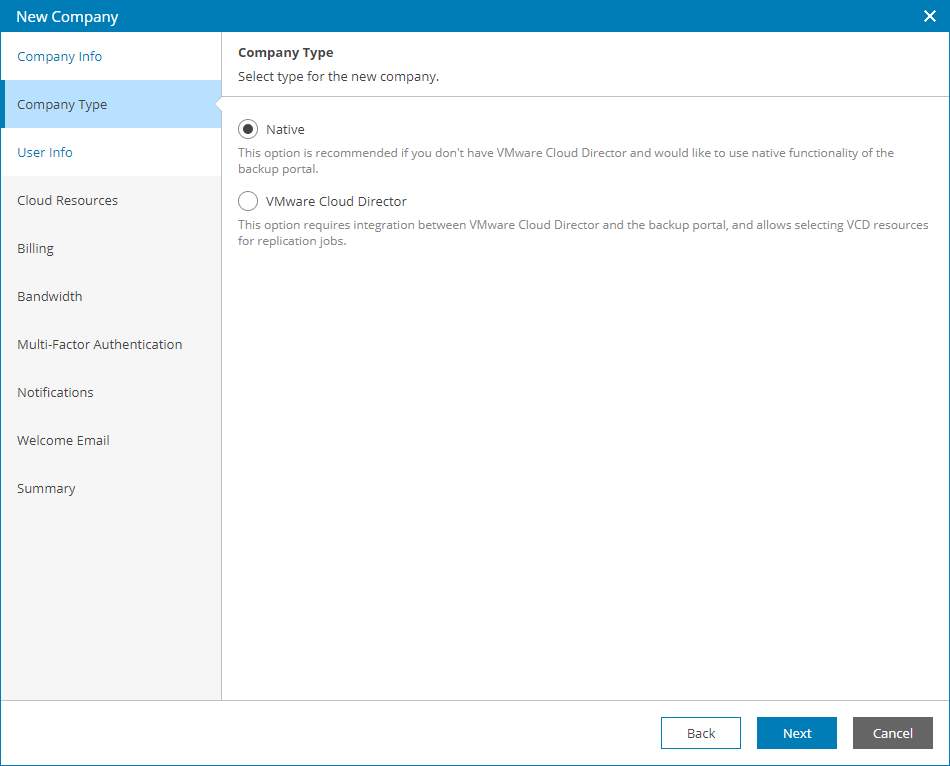 Select tenant type