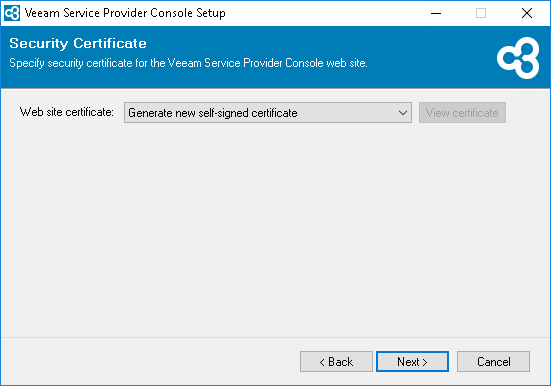 Select Security Certificate