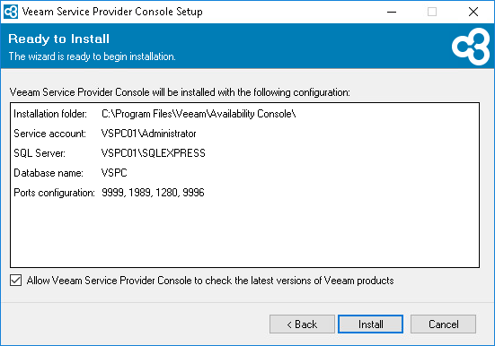 Review Installation Settings