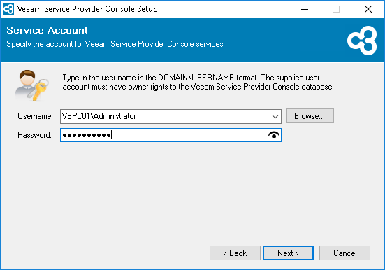 Specify Service Account