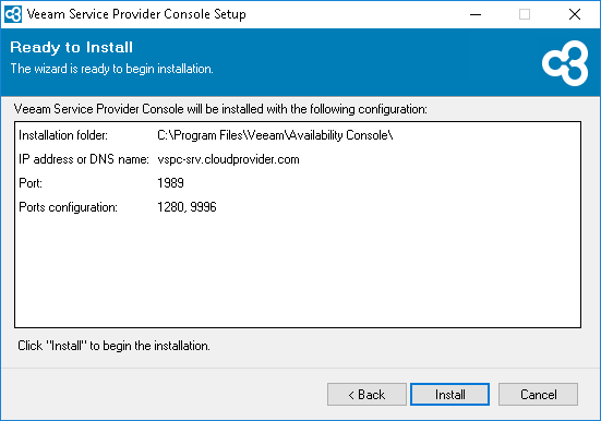 Review Installation Settings